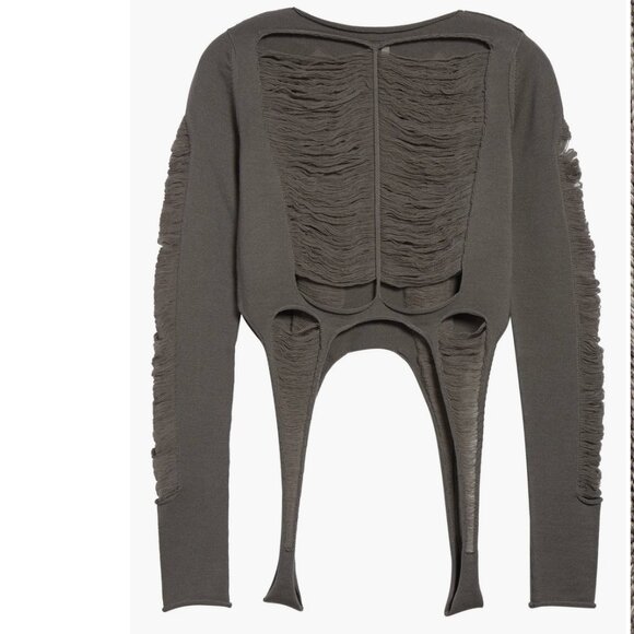 NEW size L Rick Owens Hollywood ss25 Distressed Virgin Wool top - Picture 5 of 12